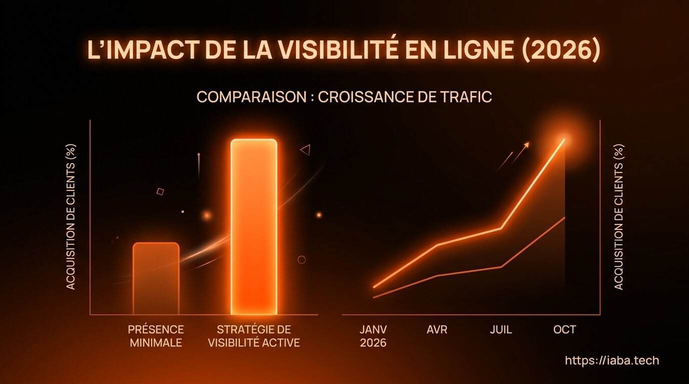 Comment être visible sur internet : le guide pour TPE-PME 3 Graphique : évolution de la visibilité sur internet et croissance du trafic organique sur 24 mois