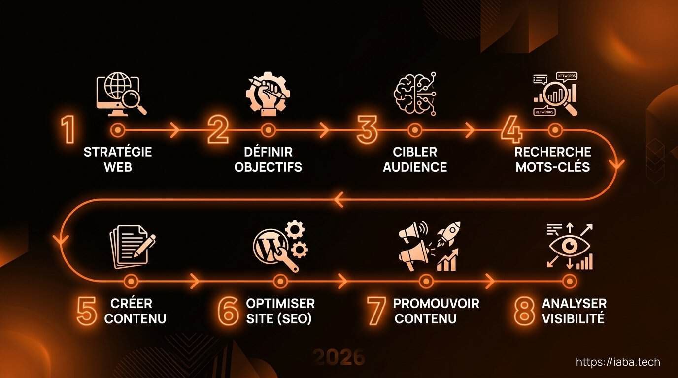 Comment être visible sur internet : le guide pour TPE-PME 5 Schéma de processus : étapes pour être visible sur internet