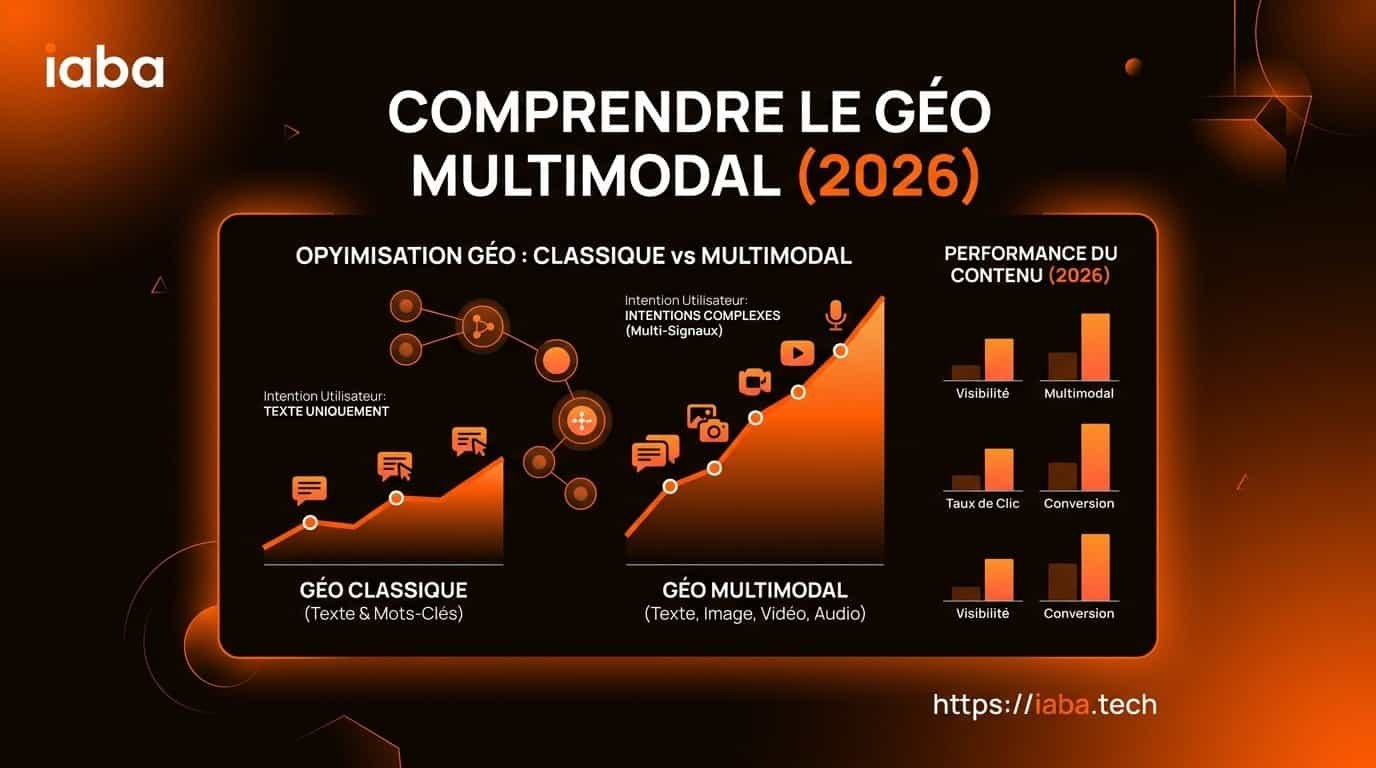Graphique : croissance du trafic organique vs GEO multimodale en 2026