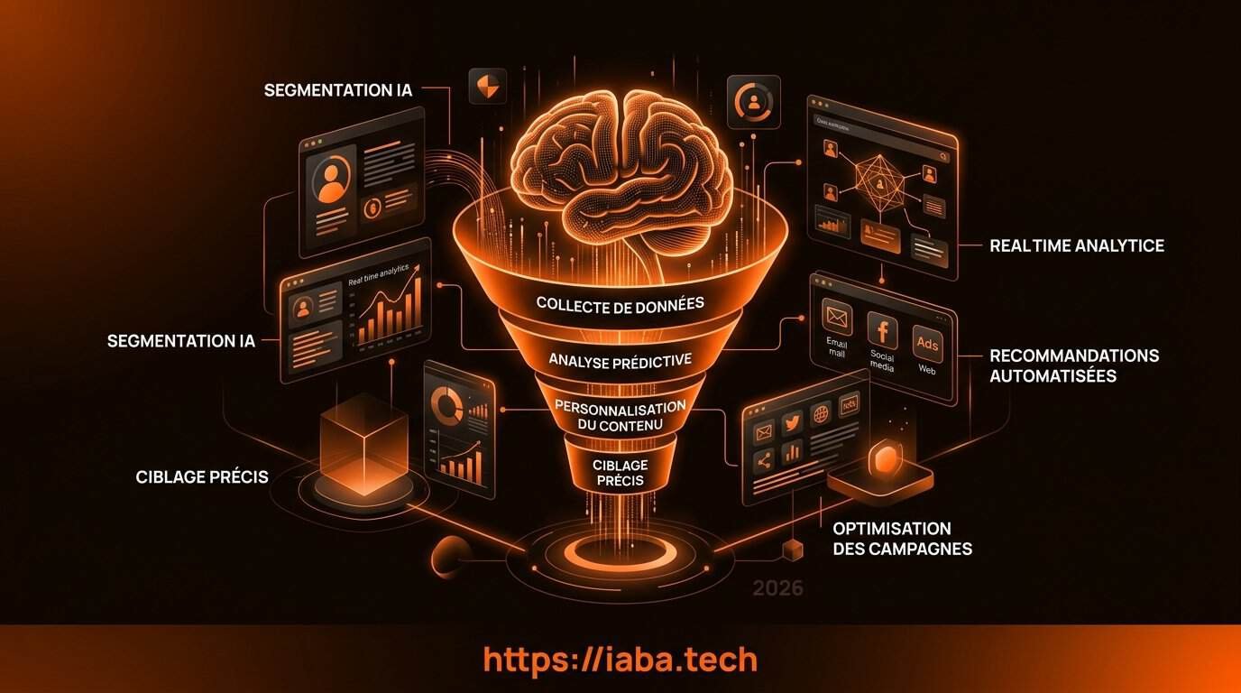 Infographie des 5 étapes clés de l'IA dans le marketing : analyse, personnalisation, automatisation