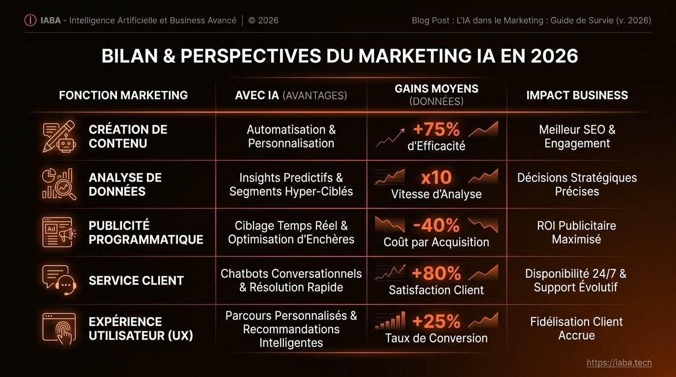 Comparatif tableau croisé outils IA marketing classés par fonctionnalités et ROI