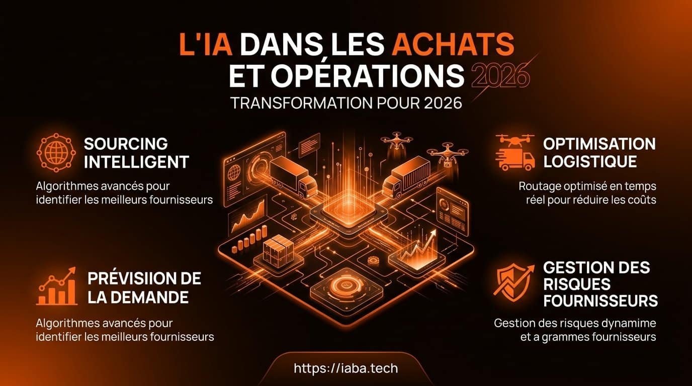 Infographie du processus d'intégration IA dans les achats et opérations en 5 étapes