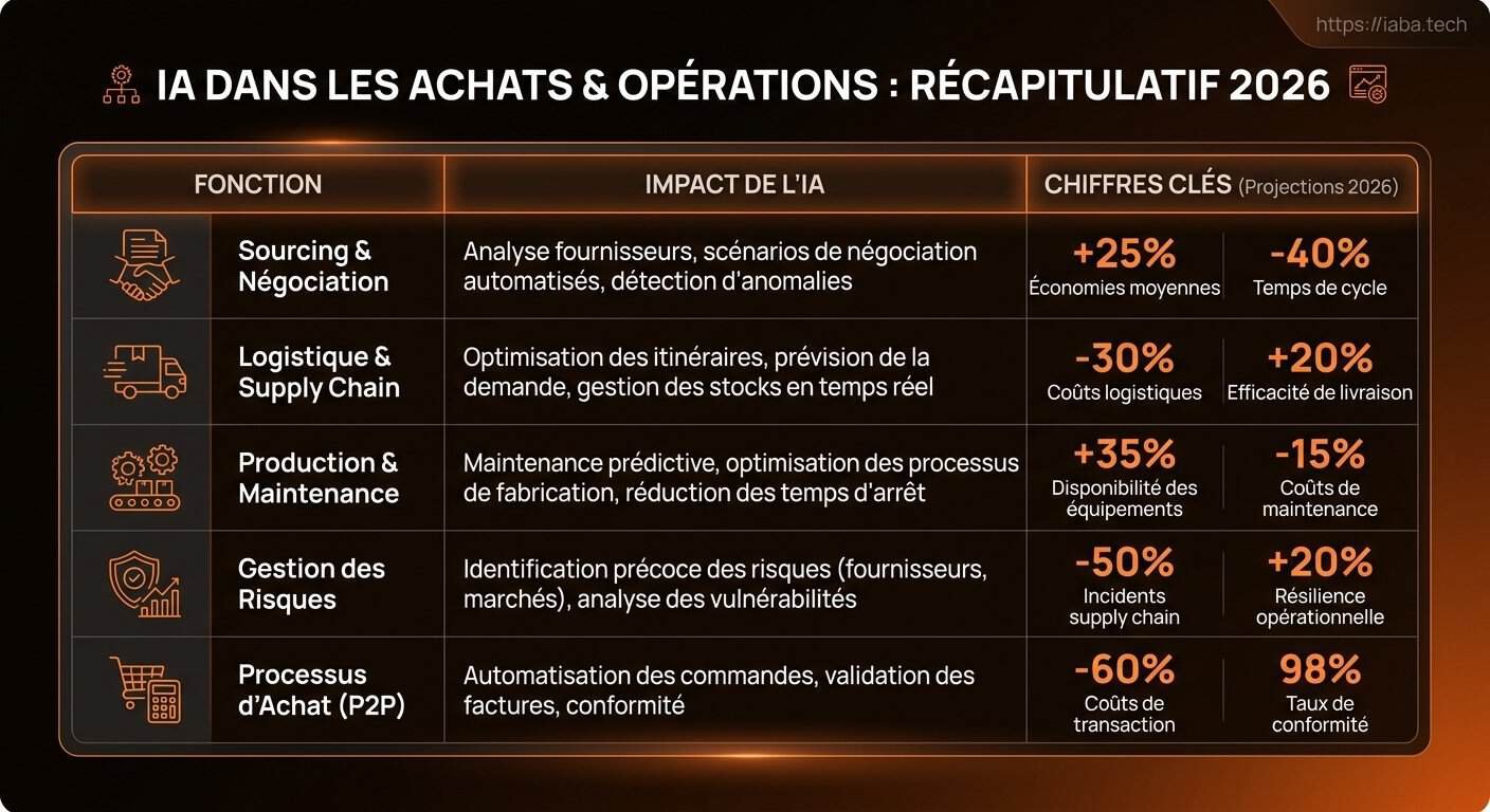 Tableau comparatif des solutions d'IA pour les achats et opérations