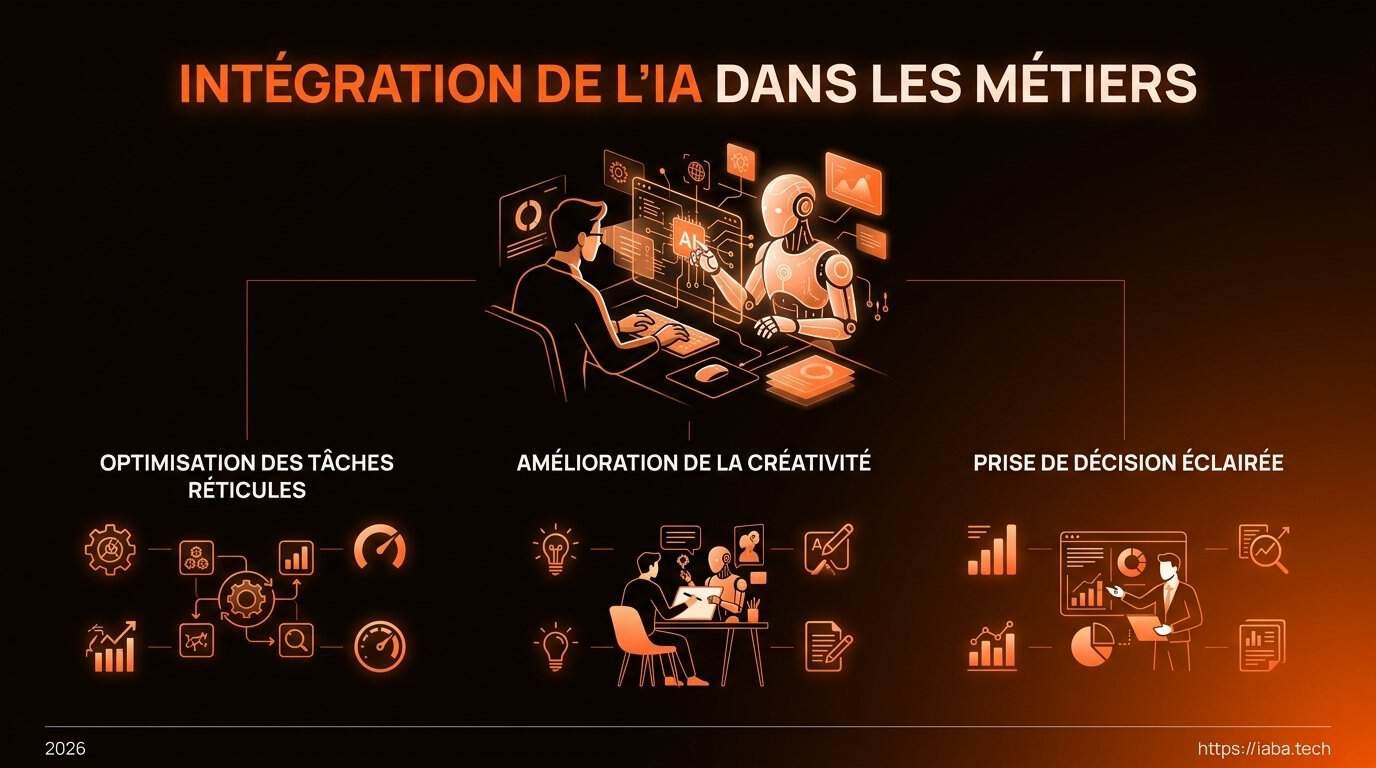 Infographie des 5 étapes pour intégrer l'IA dans les métiers en 2026