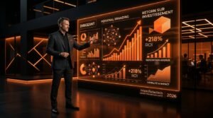 Dirigeant confiant analysant la croissance et le retour sur investissement de son image de marque