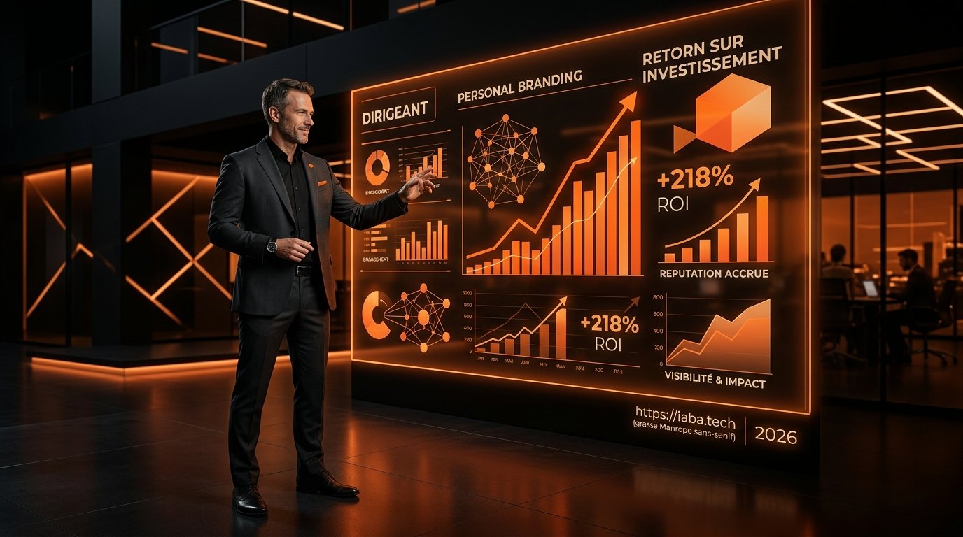 Dirigeant confiant analysant la croissance et le ROI de son personal branding