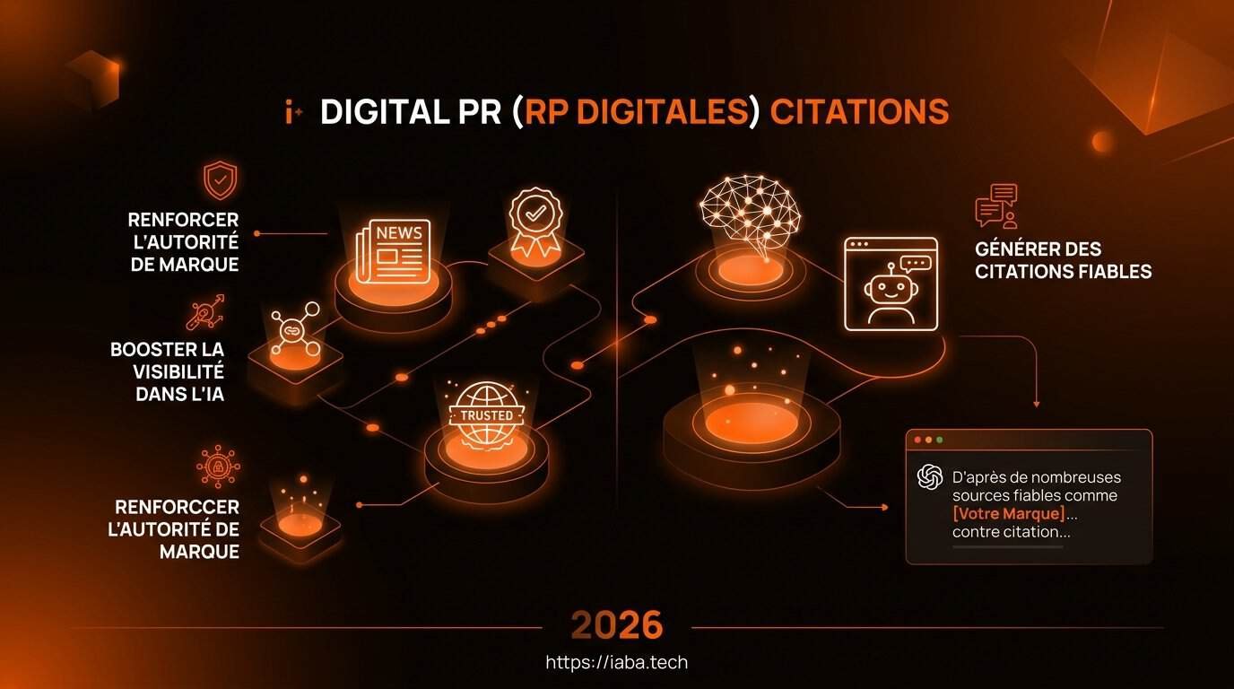 RP Digitales & Citations IA : la méthode 2026 2 Infographie du processus RP digitales citations IA en 2026