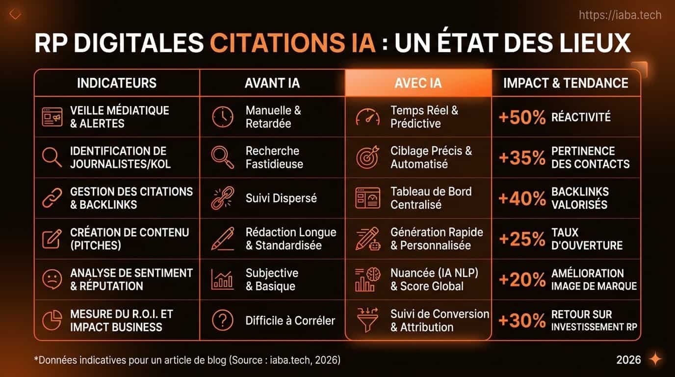 RP Digitales & Citations IA : la méthode 2026 4 Comparatif des canaux de citation IA pour les RP digitales en 2026