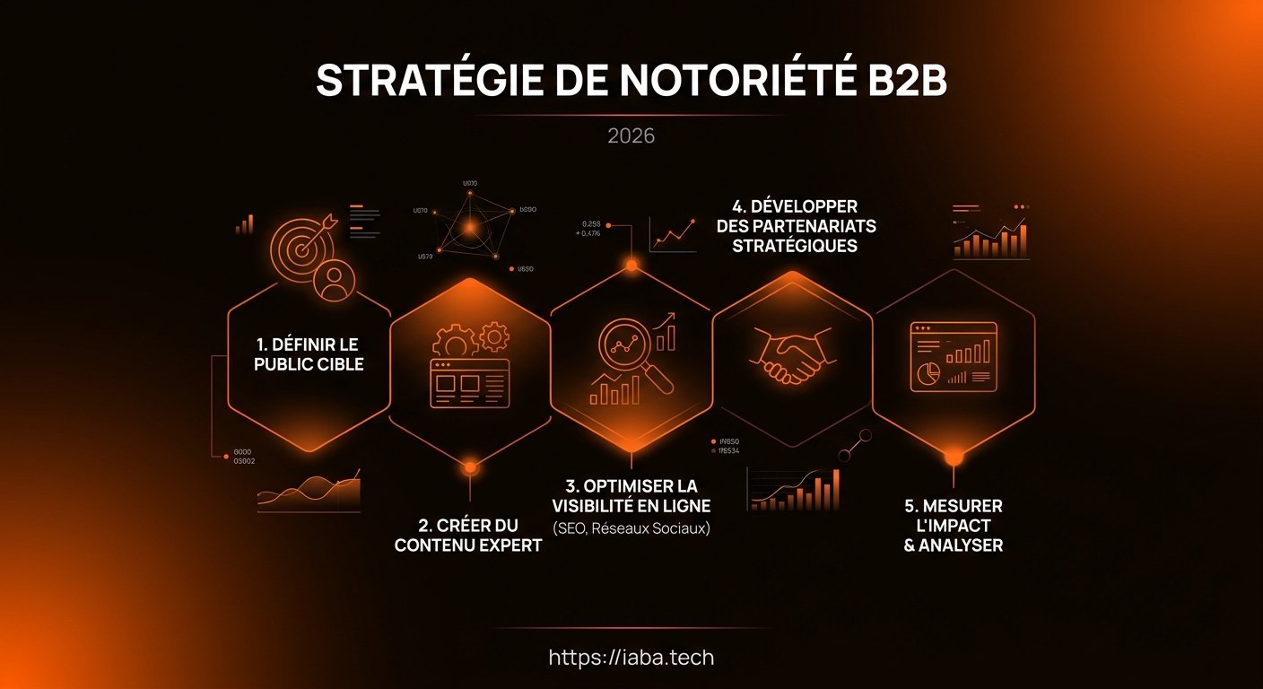 Infographie stratégie de notoriété B2B en 5 étapes vers la conversion