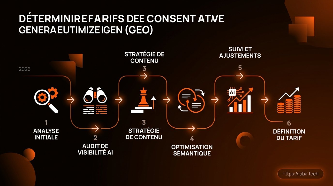 Tarif Consultant GEO 2026 : Prix, TJM et Budget IA 4 Étapes de tarification d'un audit de visibilité LLM en Generative Engine Optimization