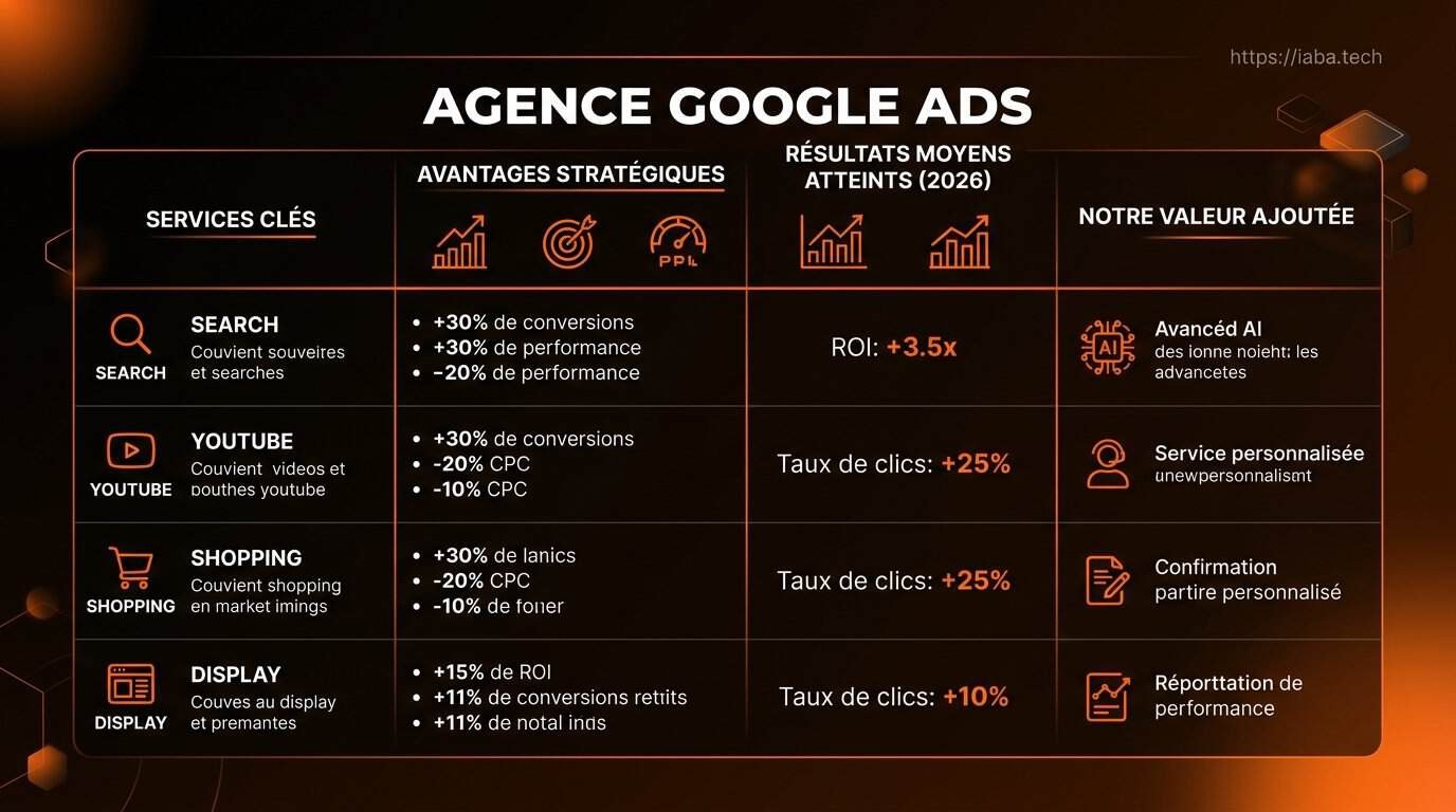 Comparatif des services d'agence Google Ads : gestion, IA prédictive, certification Google Partners