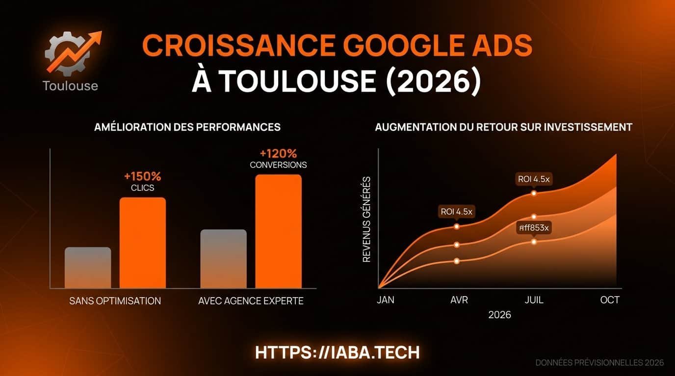 Graphique comparatif du taux de conversion campagnes Google Ads agence versus gestion interne à Toulouse