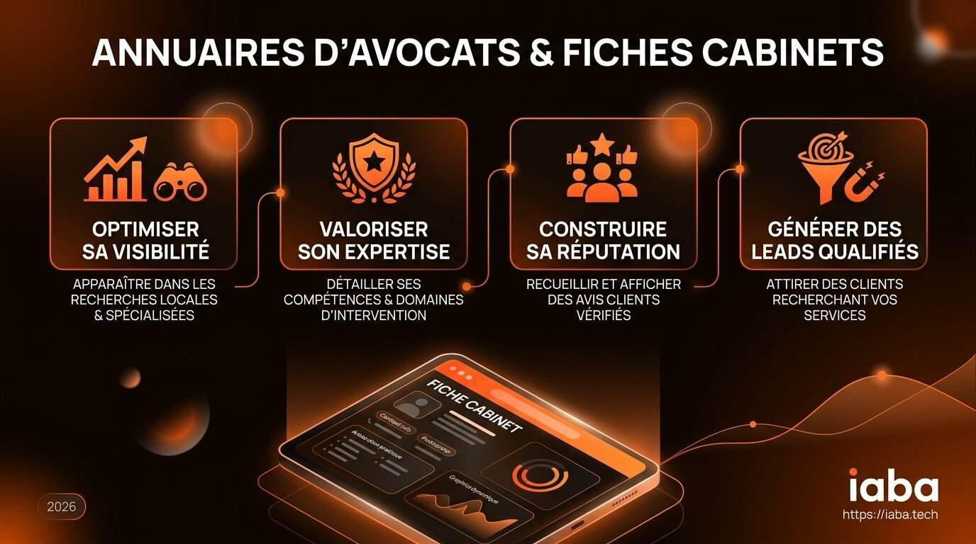 Infographie : 5 étapes pour optimiser une fiche cabinet sur les annuaires d'avocats en 2026