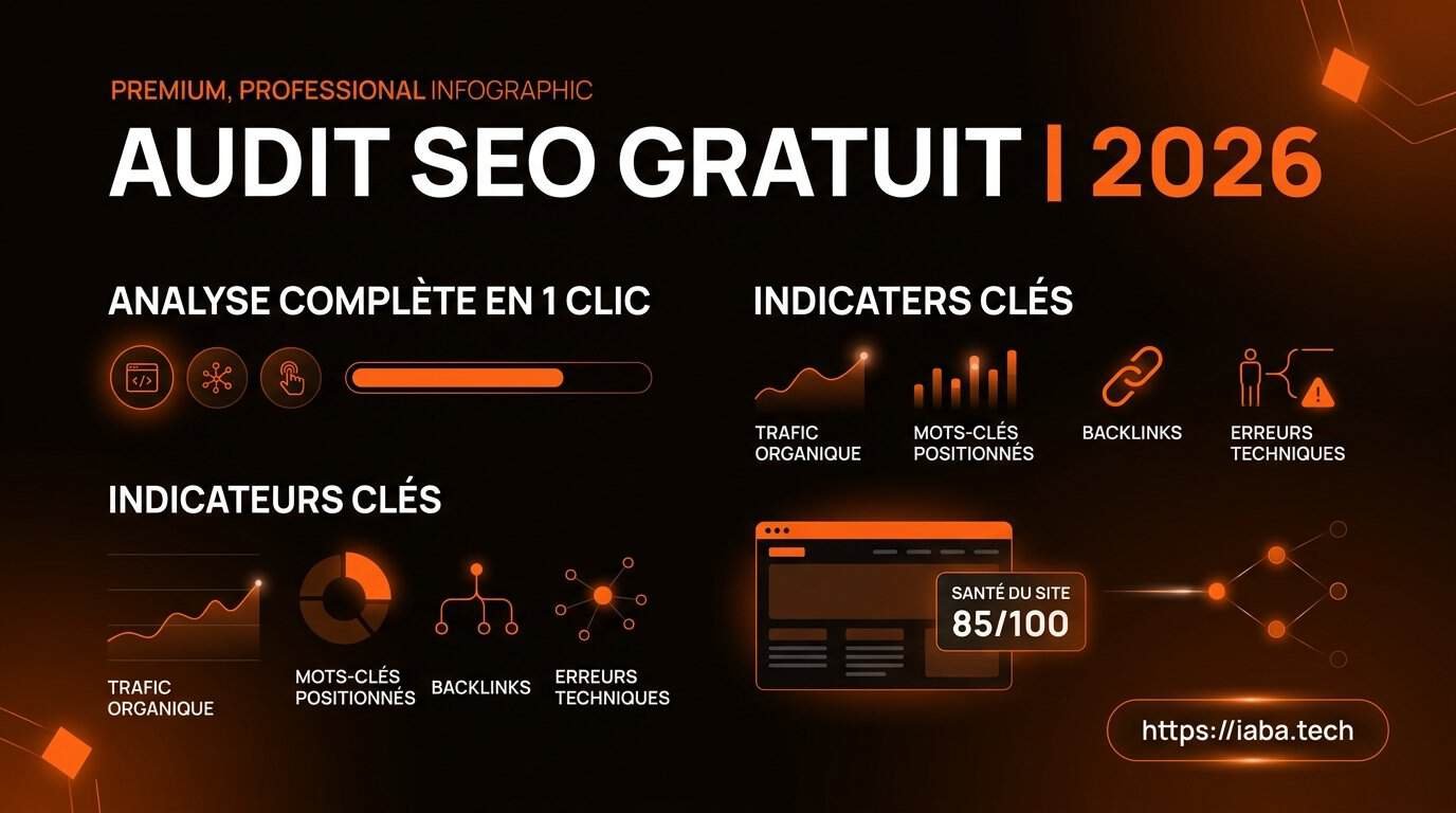 Infographie des 5 étapes pour réaliser un audit SEO gratuit technique et sémantique