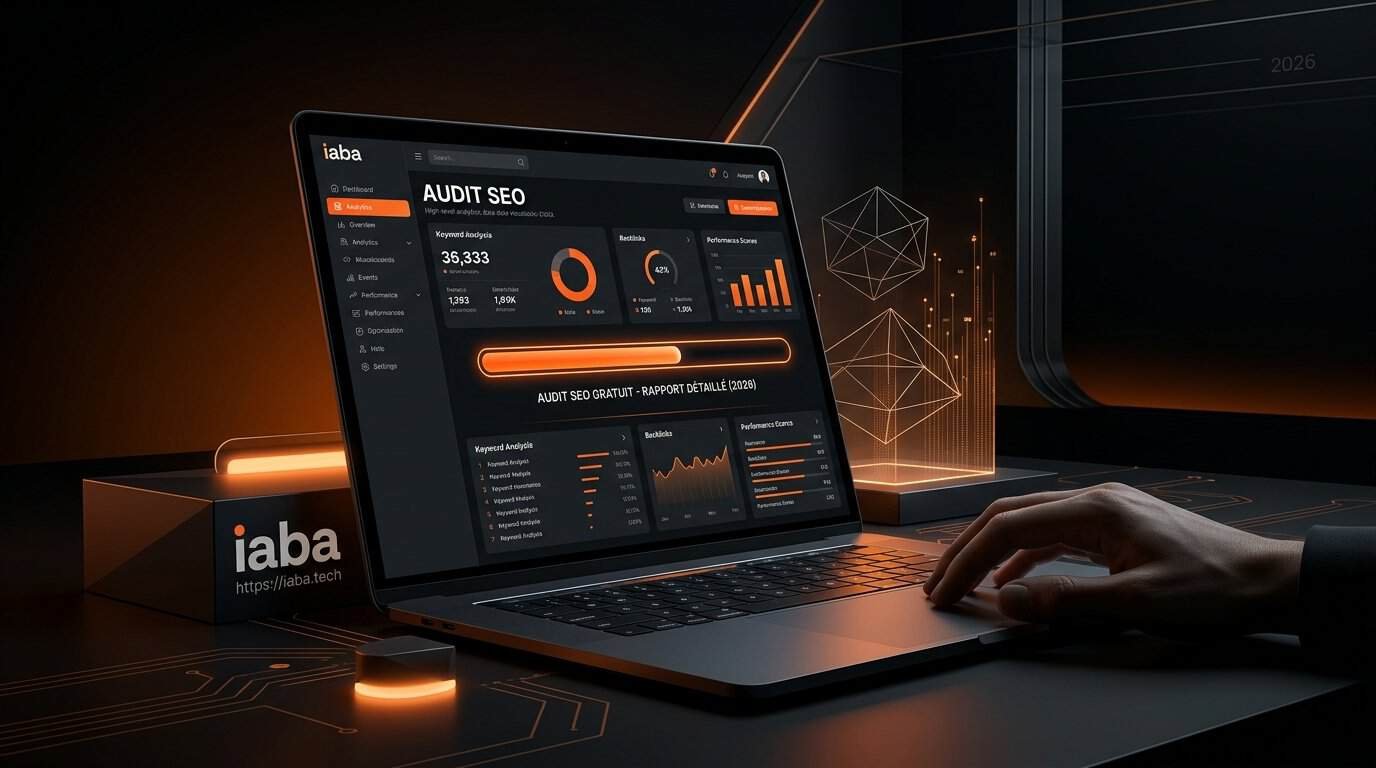 Tableau de bord professionnel affichant les résultats d'un audit SEO gratuit
