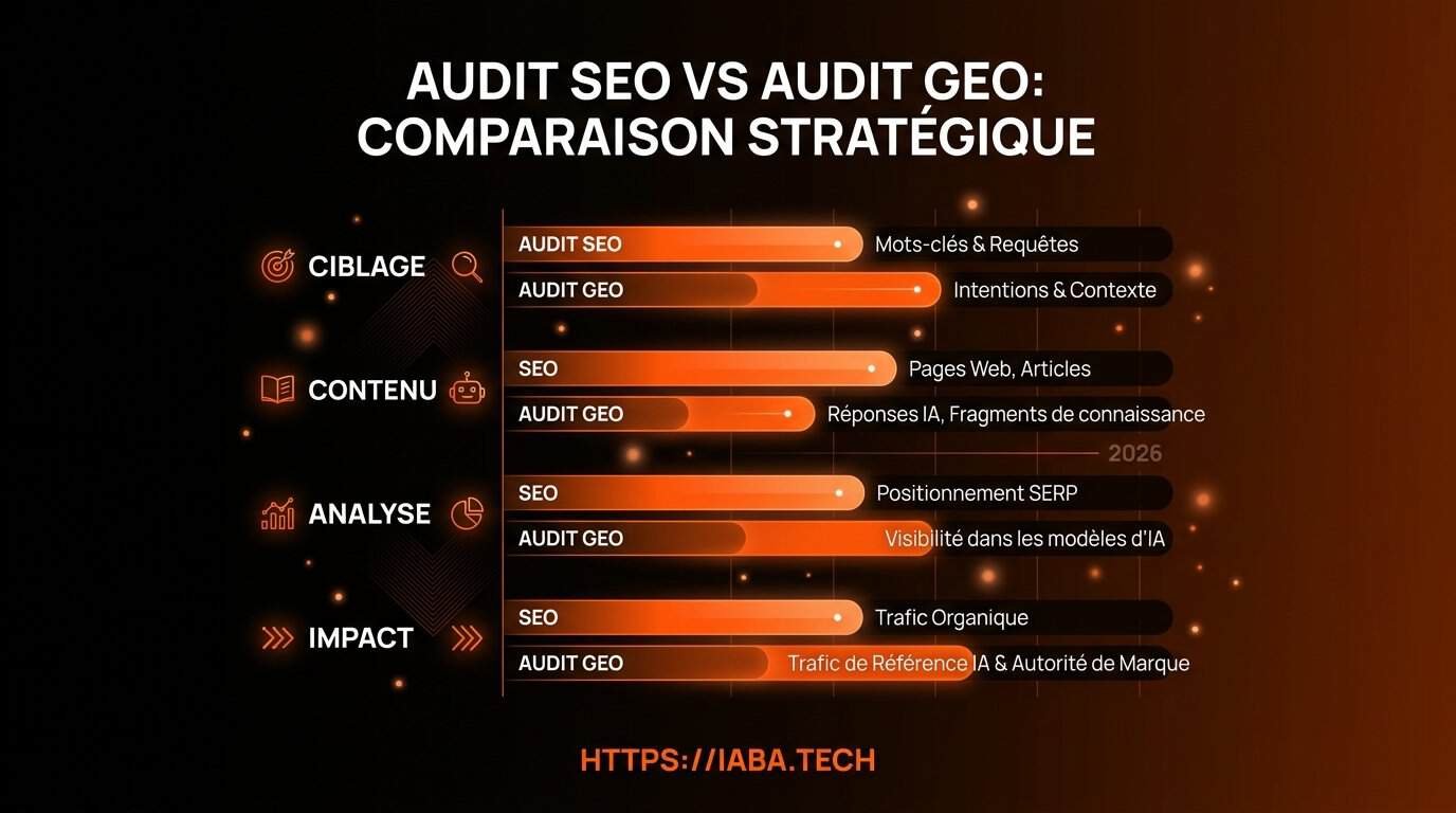 Audit SEO ou audit GEO : lequel choisir pour votre site ? 4 Croissance du trafic organique comparée entre un audit SEO classique et une stratégie d'audit GEO