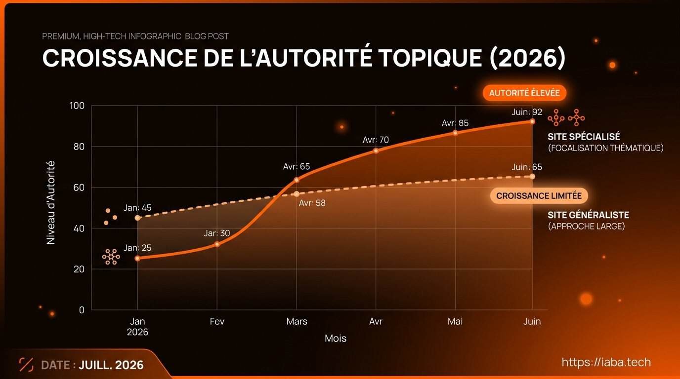 Autorité topique : la méthode SEO pour Google et les IA 3 Graphique corrélation entre autorité topique et positionnement organique sur Google