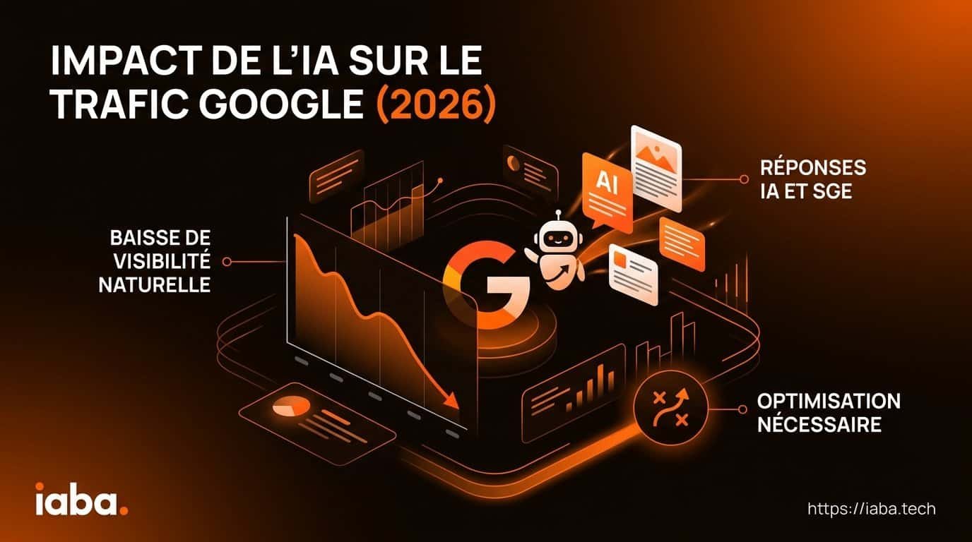 Baisse de trafic Google IA : diagnostic et solutions 2 Schéma explicatif de l'impact des modèles IA sur la recherche organique et le taux de clic