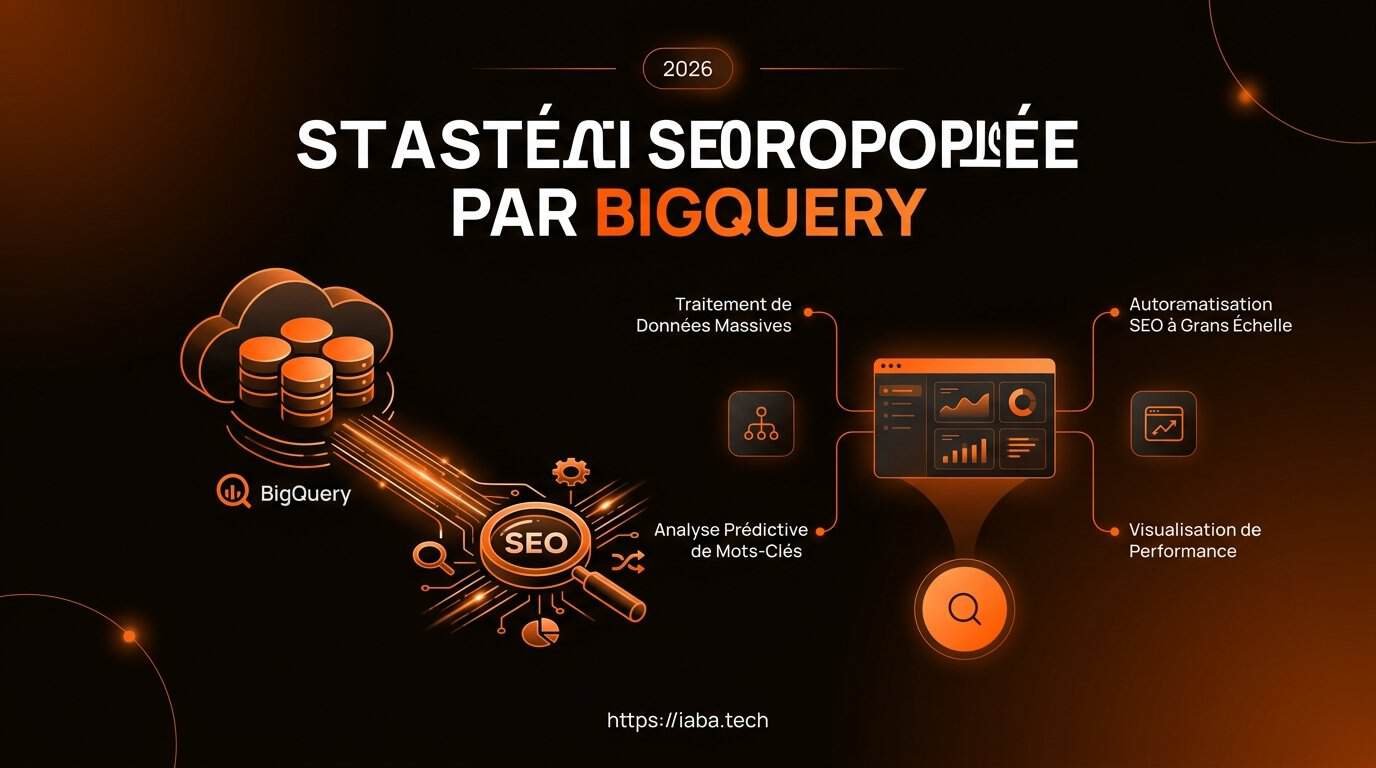 Infographie : processus d'analyse SEO via BigQuery, ingestion GSC et croisement des données