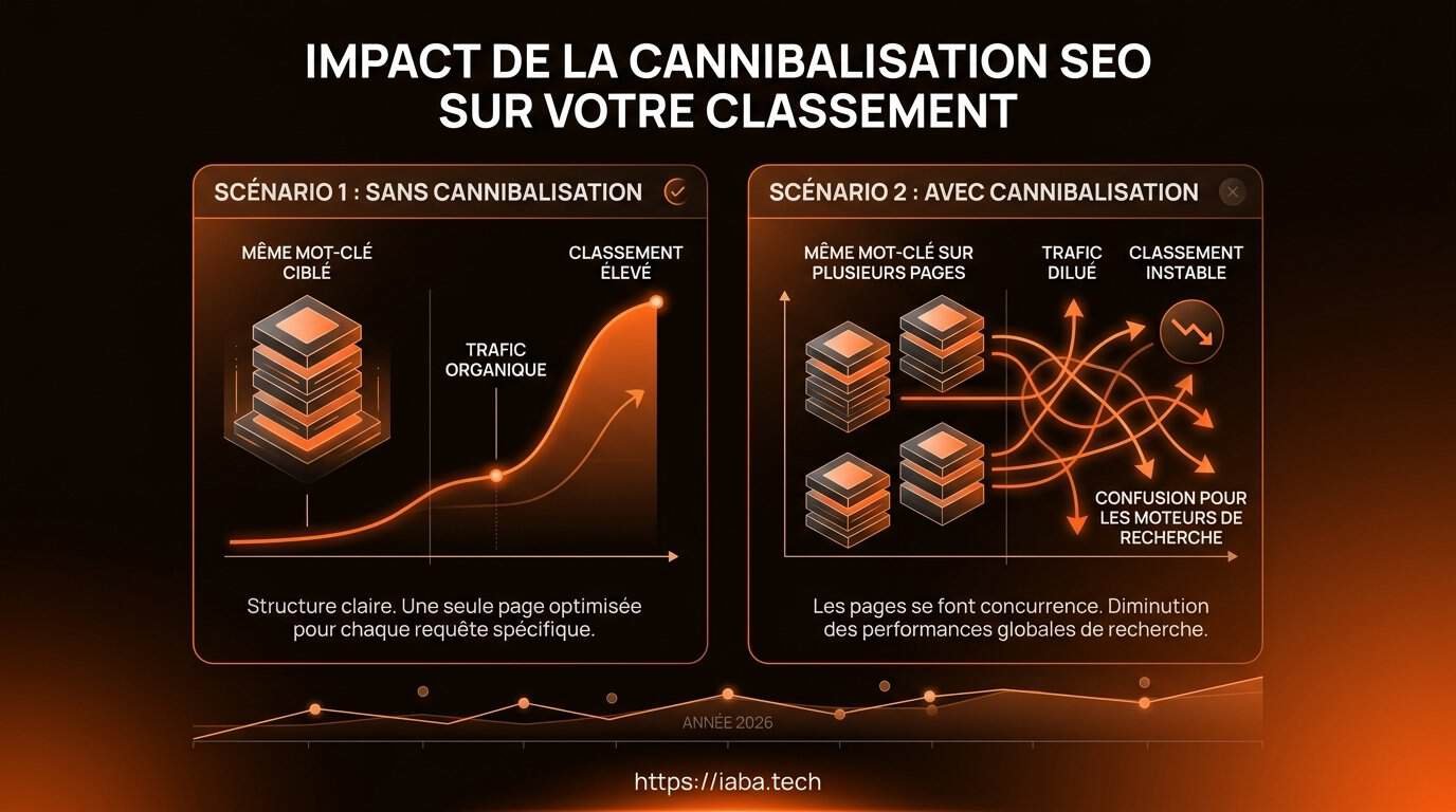 Cannibalisation SEO : détecter et corriger par la data 2 Graphique de baisse du trafic organique et du CTR sur deux pages en cannibalisation SEO