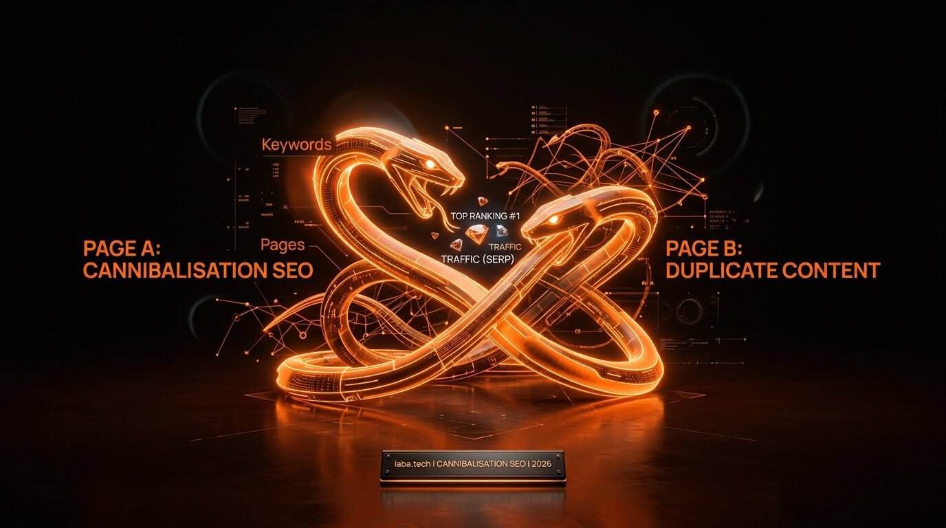 Cannibalisation SEO : détecter et corriger par la data 1 Illustration du processus data-driven pour résoudre la cannibalisation SEO entre pages concurrentes
