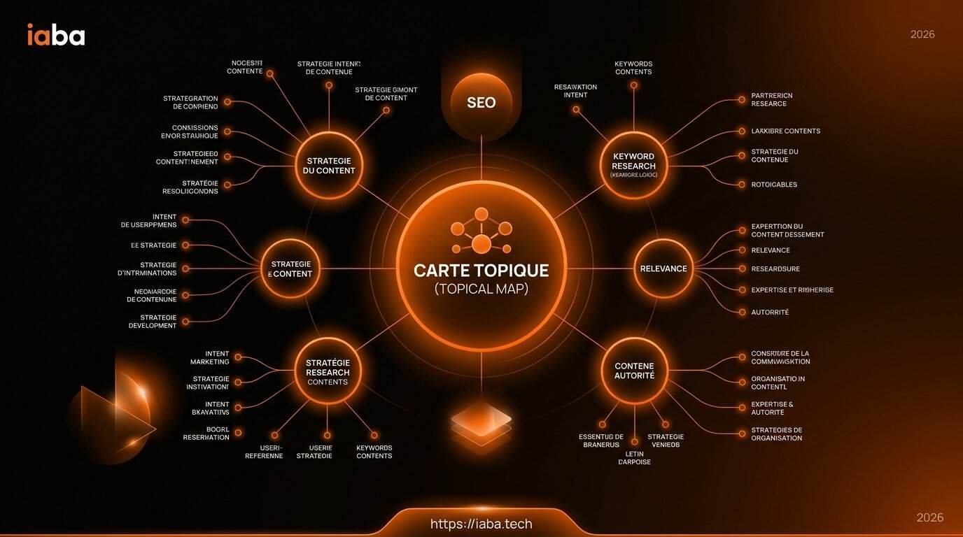 Infographie hiérarchie carte topique noyau branches feuilles