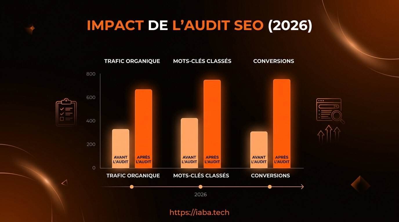 Graphique : évolution des scores SEO avant/après application de la checklist