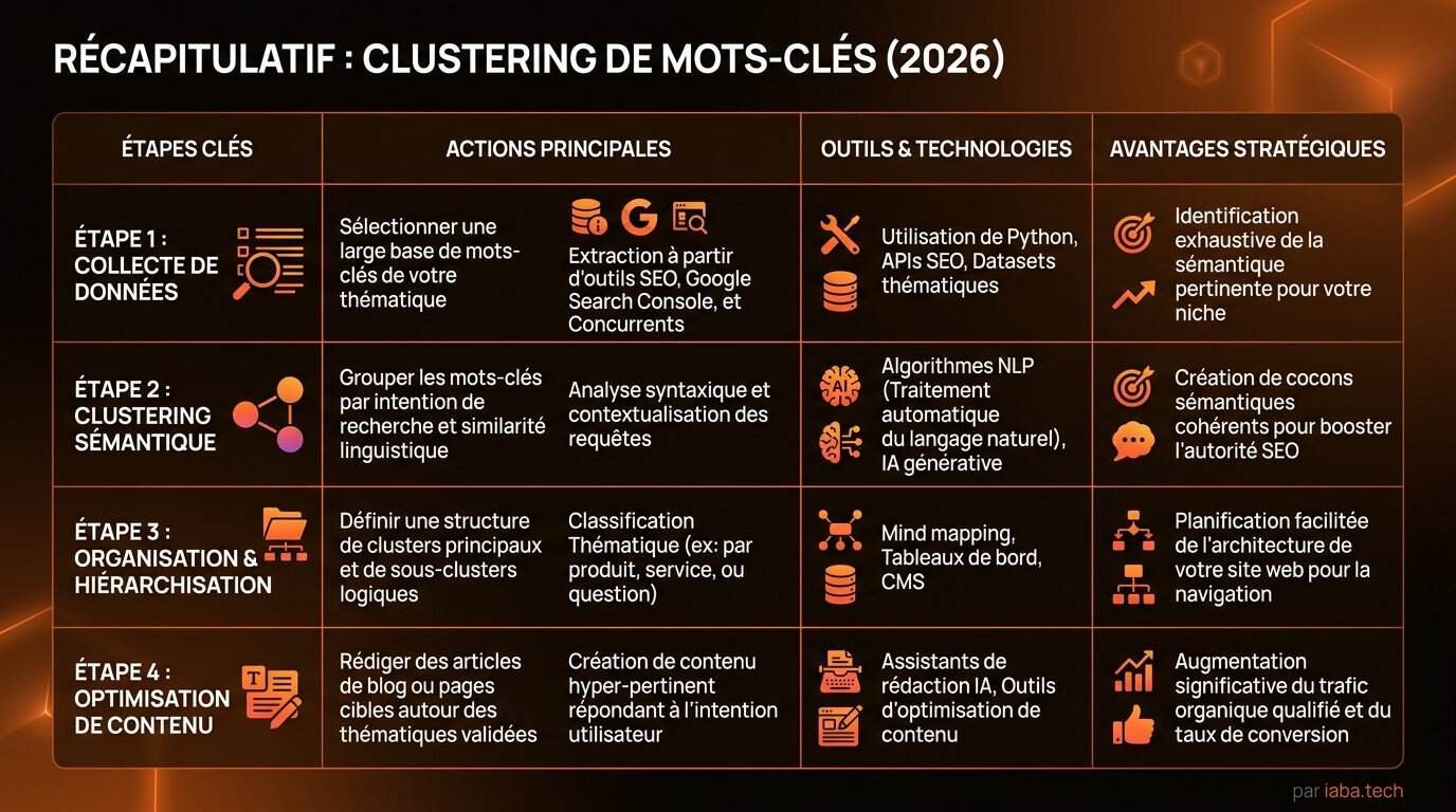 Clustering de mots-clés : workflow sémantique et NLP 4 Tableau comparatif des outils de clustering de mots-clés 2026 : IA, volume, précision, coût
