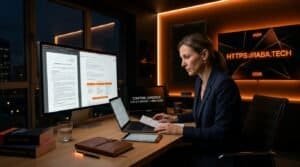Avocat travaillant sur des dossiers juridiques pour améliorer le score E-E-A-T