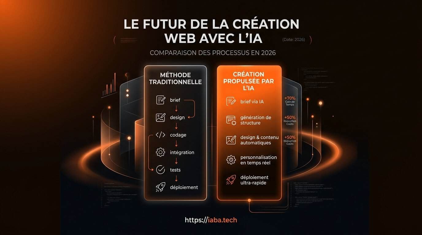 Graphique comparant la vitesse de création de sites web IA versus développement traditionnel