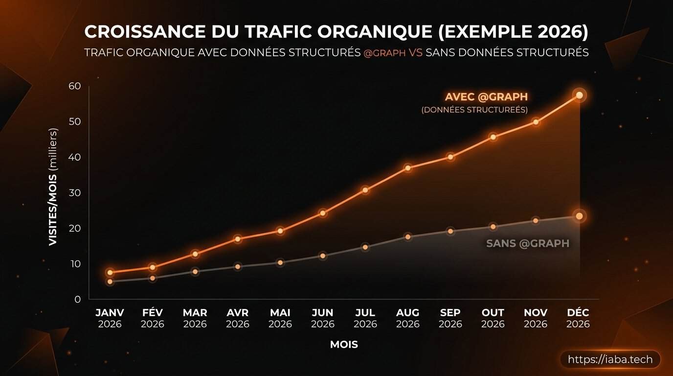 Données structurées @graph : imbrication JSON-LD avancée 3 Graphique comparatif entre @graph et Schema.org standard sur la visibilité des rich snippets
