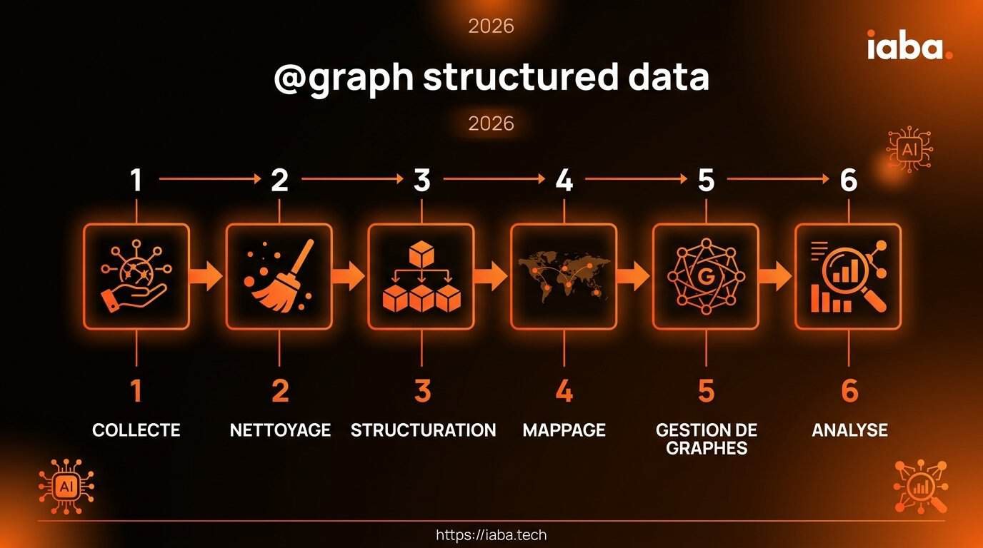 Données structurées @graph : imbrication JSON-LD avancée 5 Schéma de processus du choix de l'entité Schema.org à la validation JSON-LD via @graph