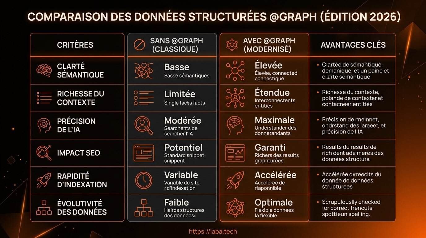 Données structurées @graph : imbrication JSON-LD avancée 4 Tableau d'analyse comparative des propriétés @graph et des types Schema.org