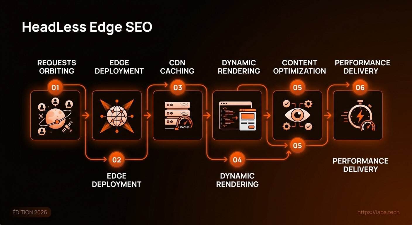 Edge SEO & sites headless : optimiser sans toucher au code source 5 Schéma du processus de déploiement d'une stratégie Edge SEO headless
