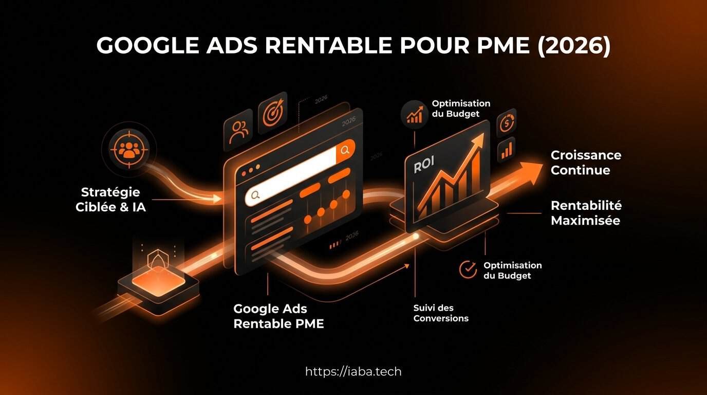 Schéma étape par étape illustrant le cycle d'optimisation Google Ads pour les PME