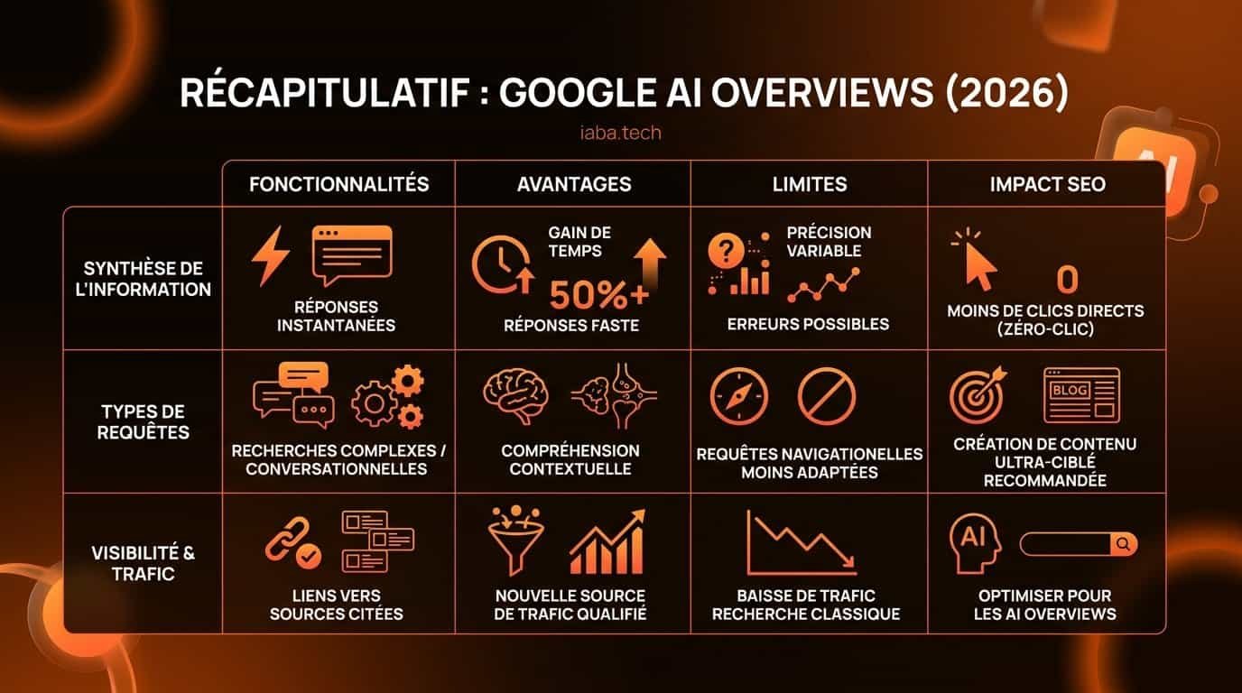 Tableau comparatif des types de balisage Schema.org pour Google AI Overviews en 2026