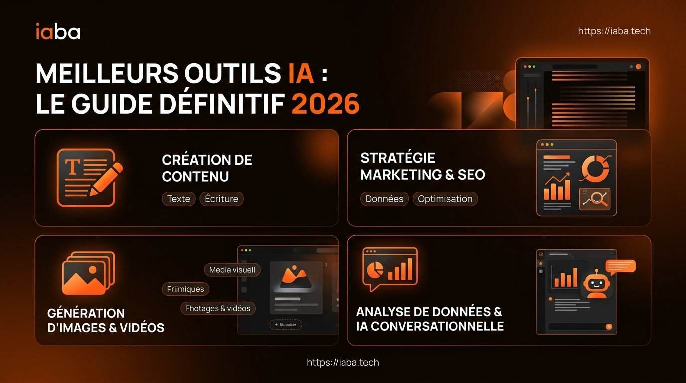 Infographie comparatif meilleurs outils IA 2026 par usage