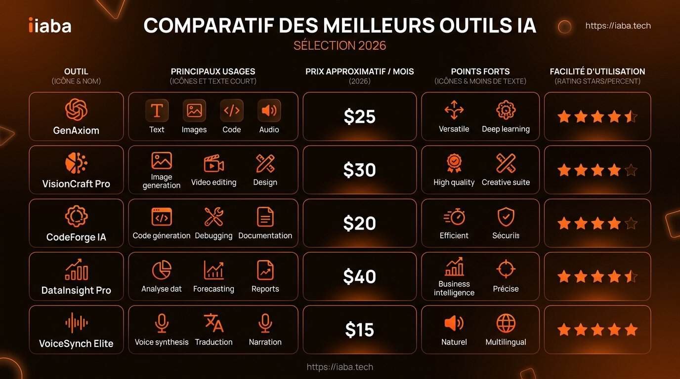 Tableau comparatif meilleurs outils IA 2026 GPT-4o Claude Gemini Mistral