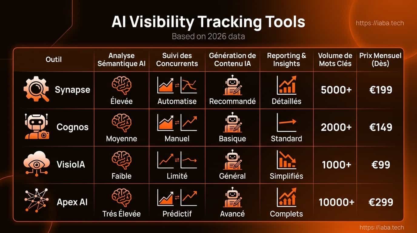 Comparatif des meilleurs outils surveillance visibilité recherche ia