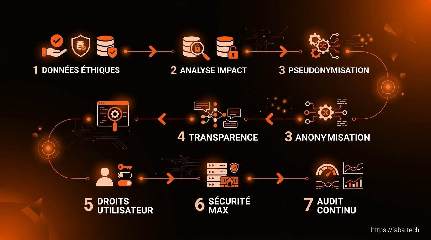 Schéma des 4 étapes d'évaluation de la conformité RGPD des outils IA