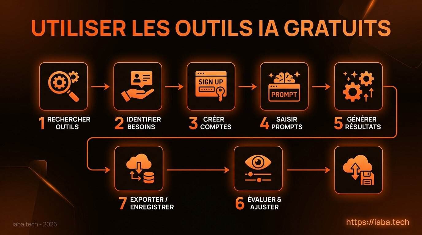 Schéma des étapes pour déployer des outils IA gratuits en entreprise