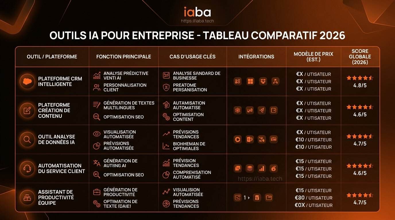 Choisir ses outils IA pour entreprise : le guide complet 4 Comparatif de solutions IA pour entreprises selon productivité, automatisation, RGPD et coût