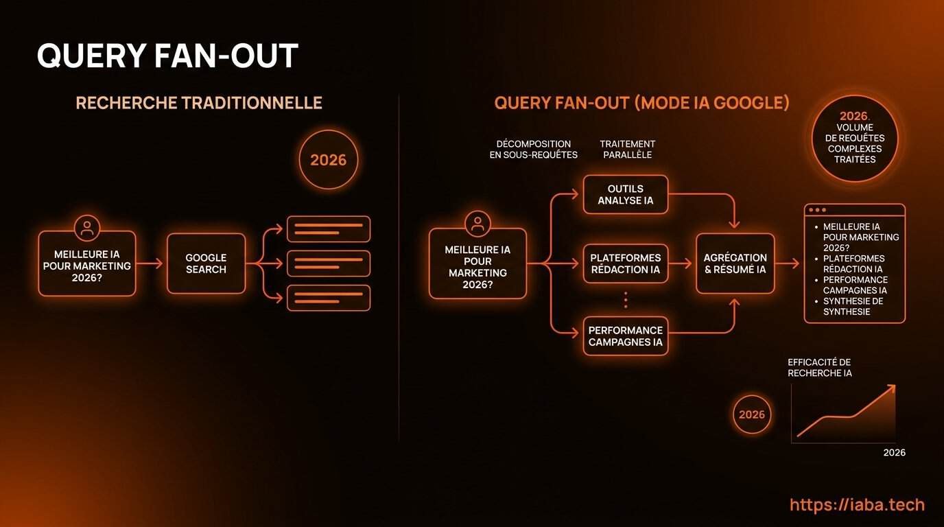 Graphique comparant latence et volume de tokens dans le query fan-out entre Q1 et Q3