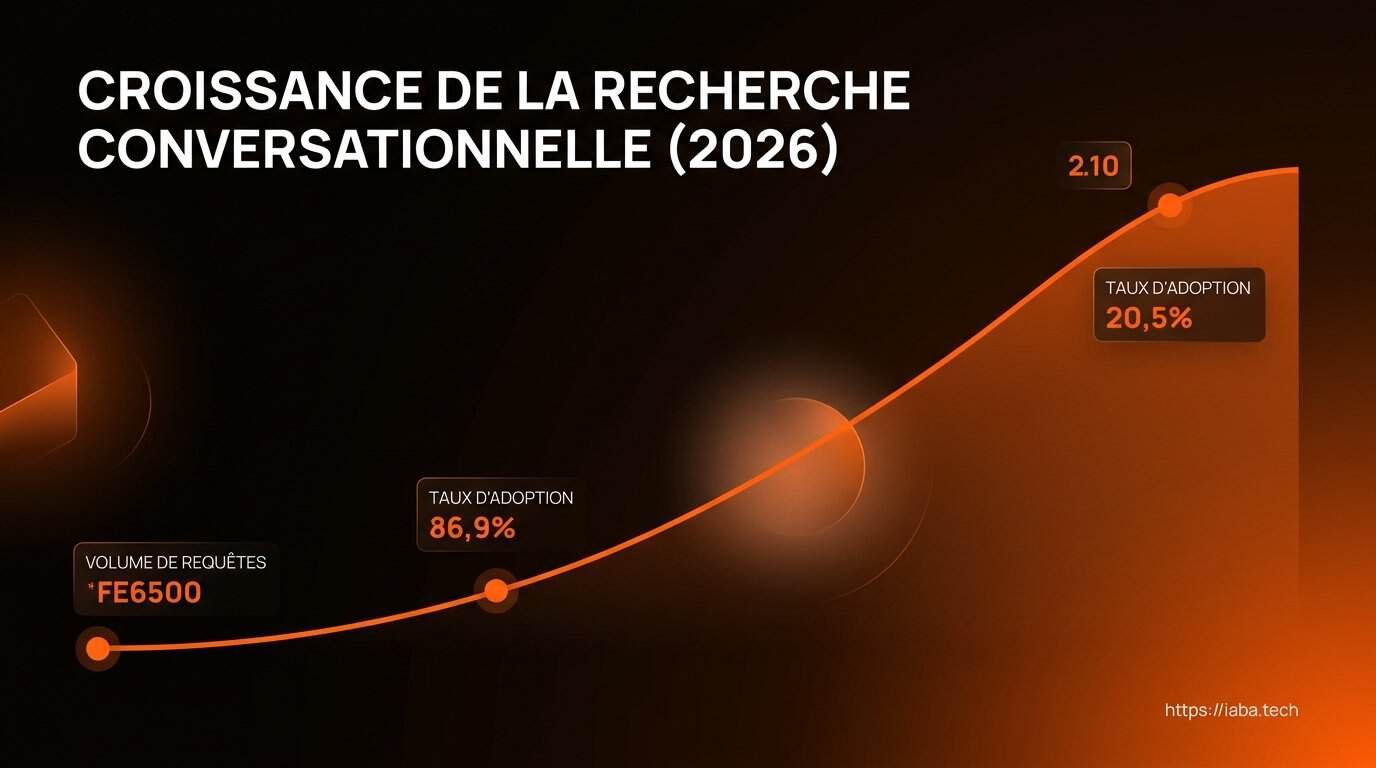 Graphique de l'évolution du volume des requêtes en langage naturel dans les moteurs de recherche