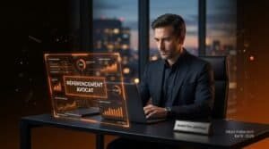 Avocat consultant des données de performance sur un ordinateur portable