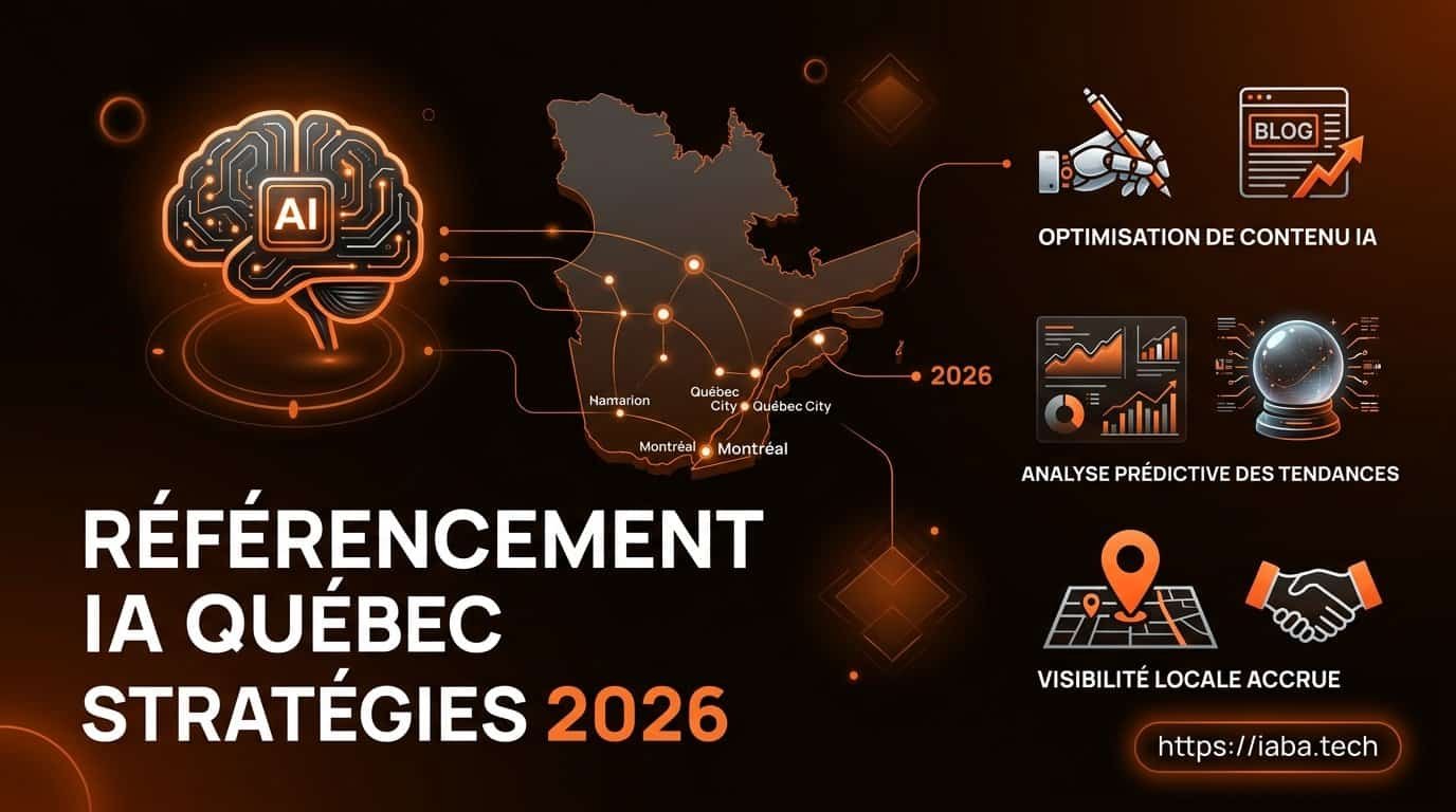 Infographie des piliers du référencement IA au Québec