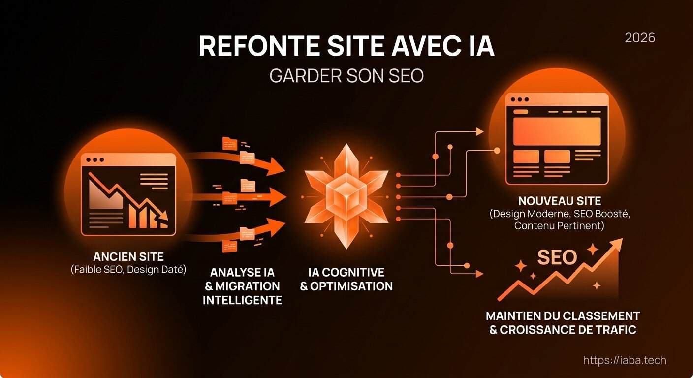 Infographie : 5 étapes de refonte site SEO avec l'intelligence artificielle