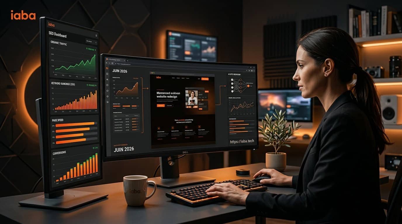Tableau de bord de refonte de site web utilisant l'intelligence artificielle pour optimiser le SEO