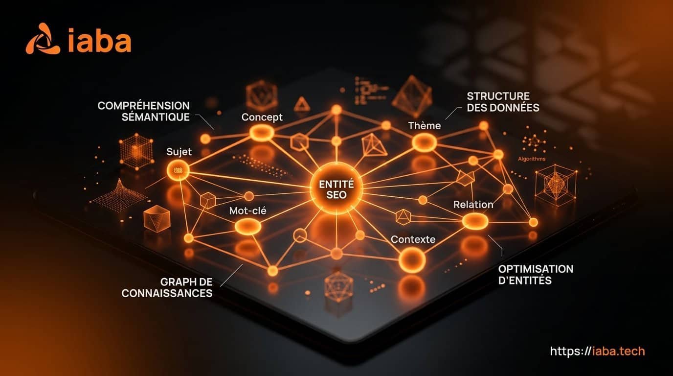 Schéma conceptuel du SEO d'entités et du Knowledge Graph pour LLM