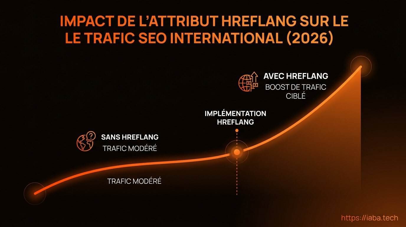 Graphique comparant le taux de conversion organique entre sites hreflang correctement implémentés et sites avec erreurs